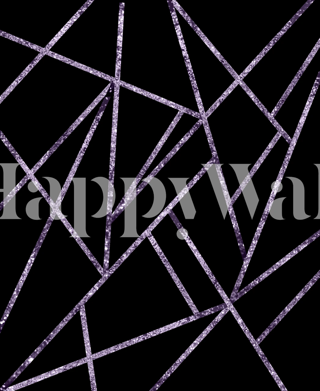 Classic Violet Glitter Geometric Wall Mural featuring intersecting lines and shimmering textures.