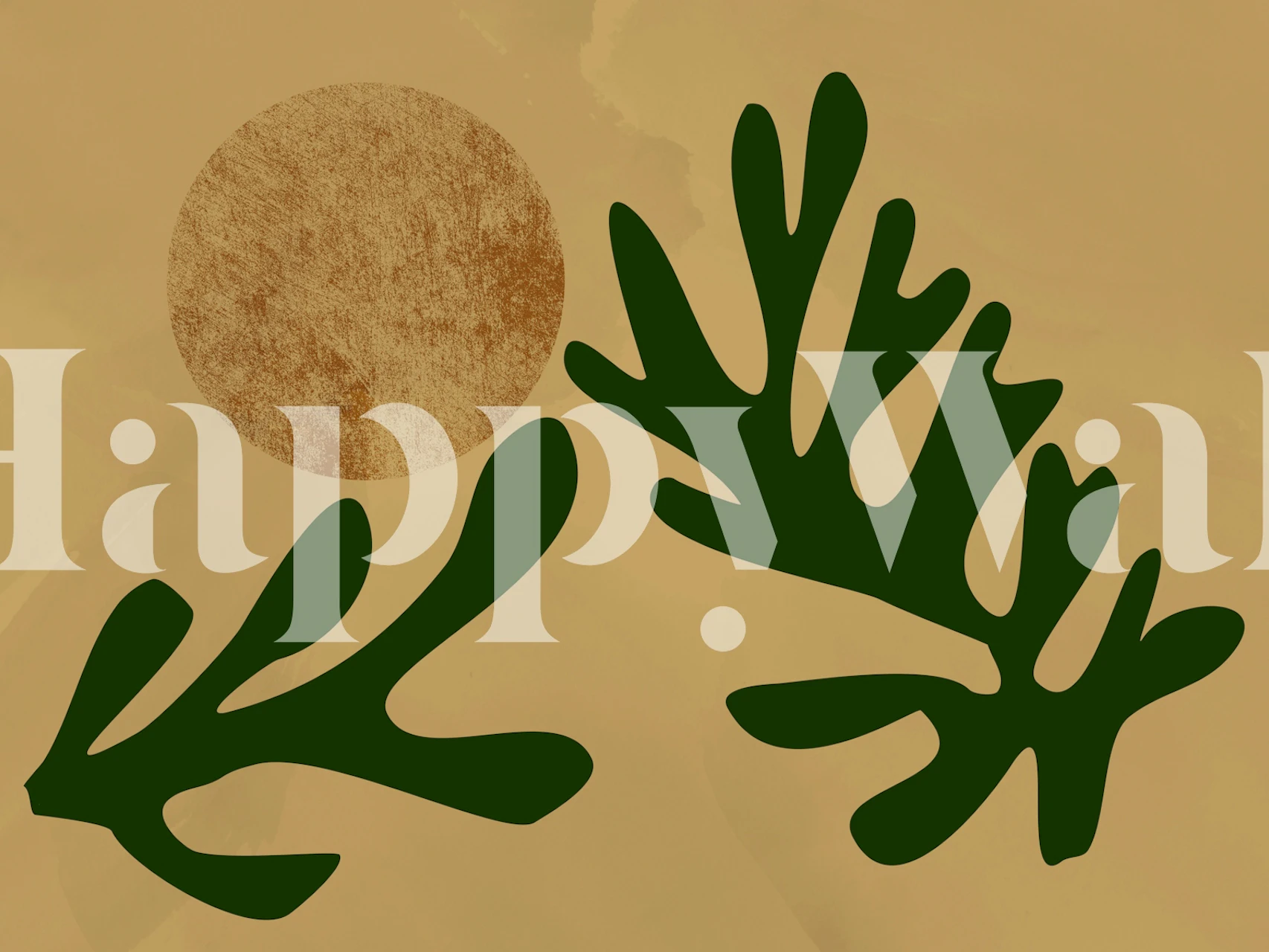 Matisse Inspired Leaf on Gold tapet i et rum