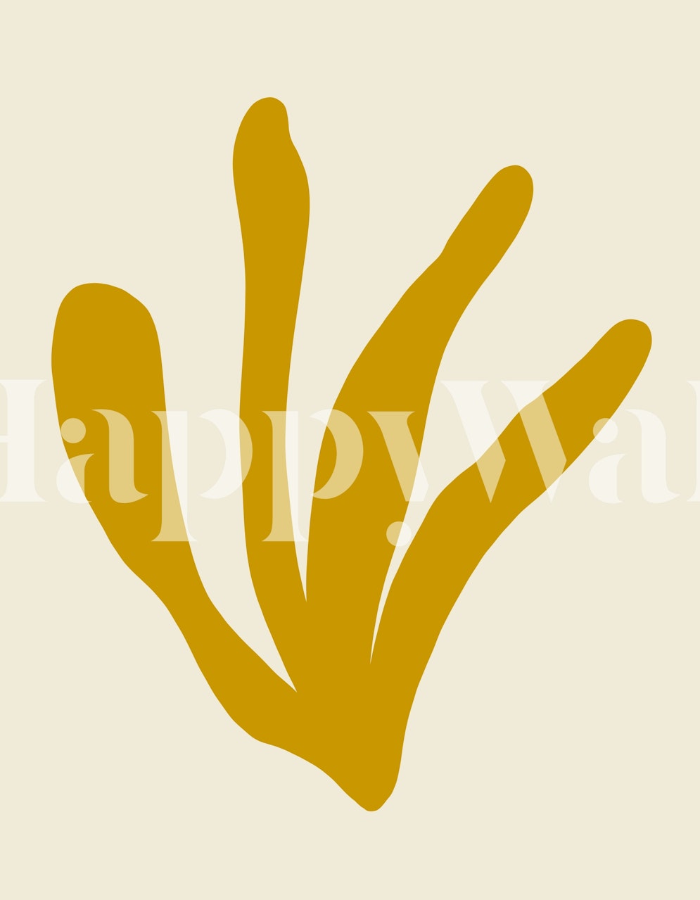 Yellow abstract botanical leaves on cream background wallpaper