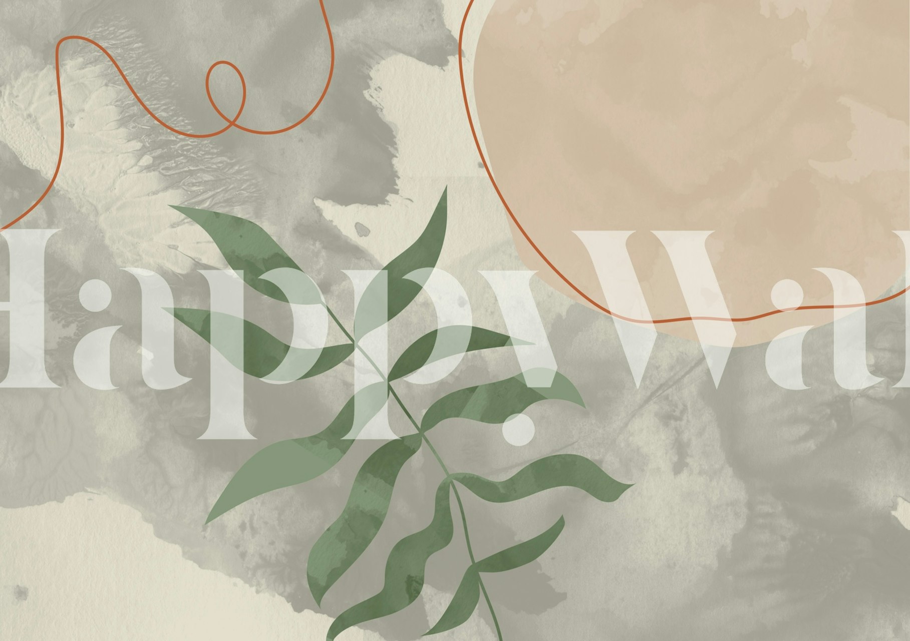 Τοιχογραφία Mid Century Gardens με αφηρημένο παστέλ φόντο και βοτανικά στοιχεία