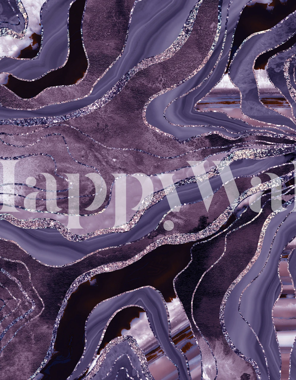 Lavender and mauve fluid marble pattern wallpaper