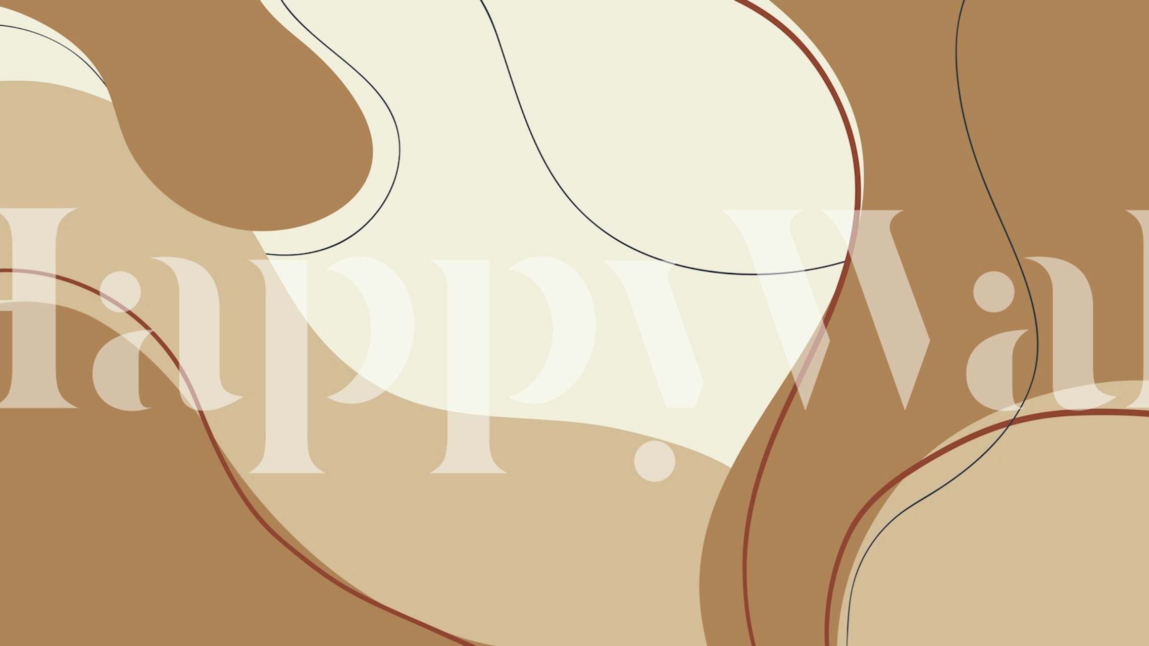 Curved earthy tones in beige, cream, and brown style wallpaper.