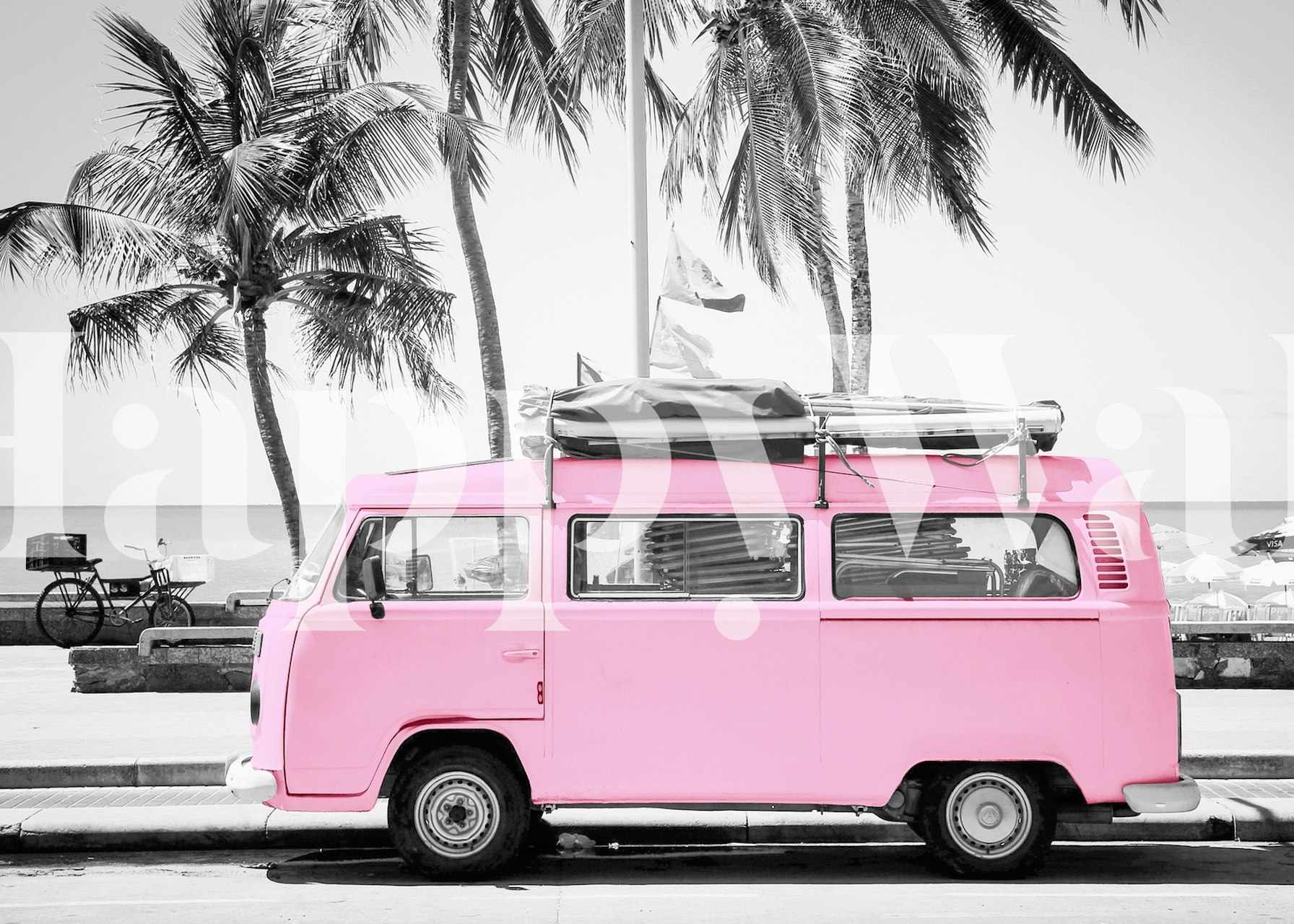 Retro rosa Pink Volkswagen strandtapet