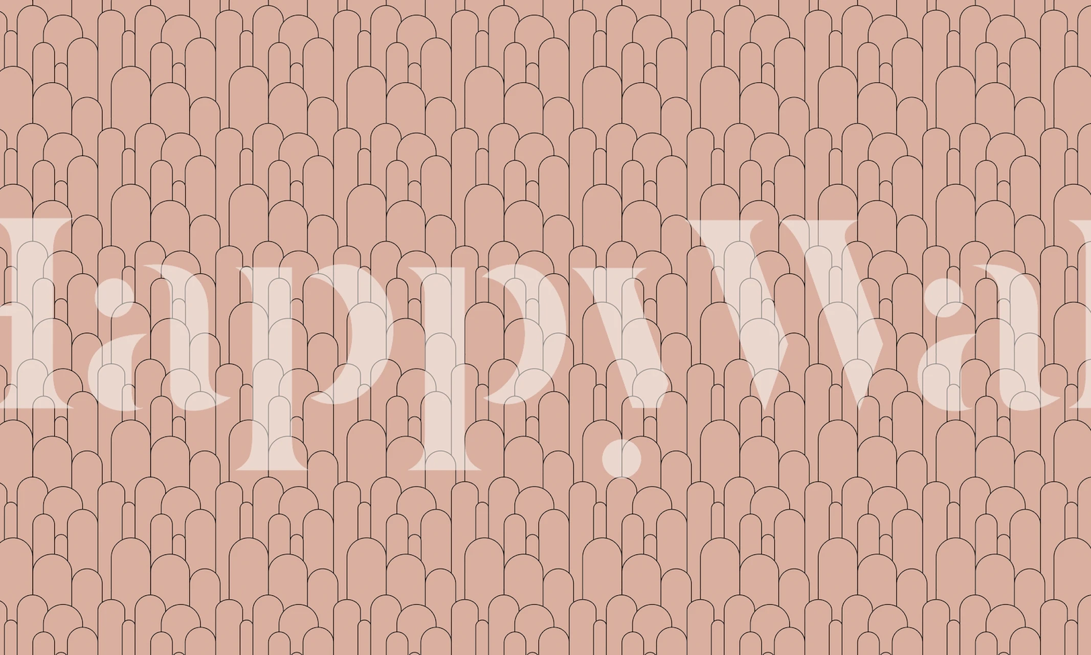 Mid century terracotta arches wallpaper in a room