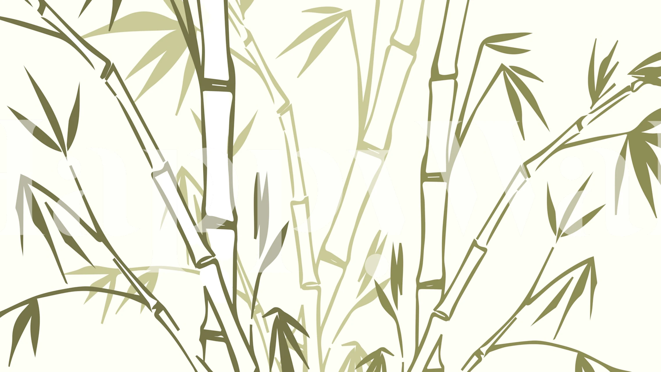 Minimalist bamboo plant floral wall mural in soft green tones