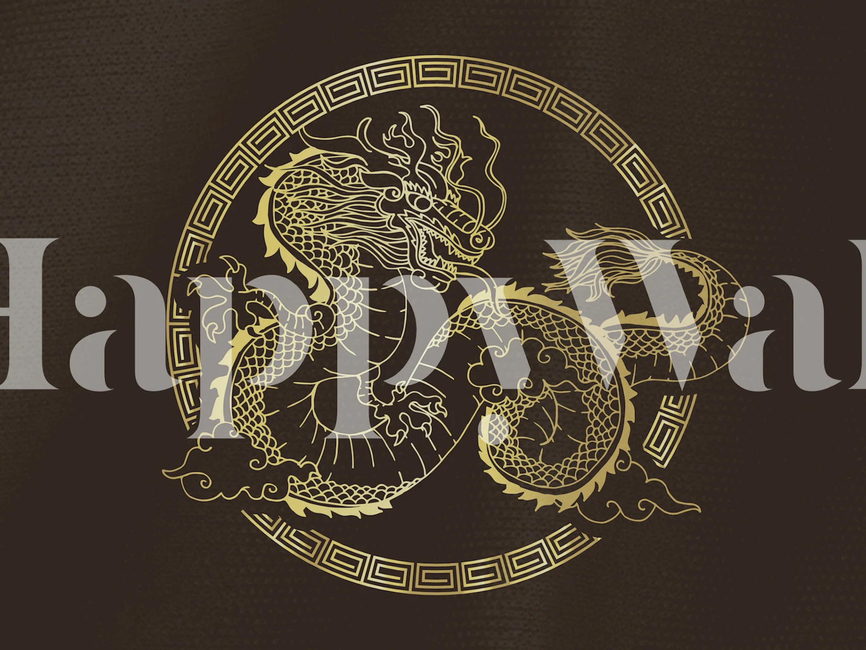 Art Deco Dragon wallpaper in a room