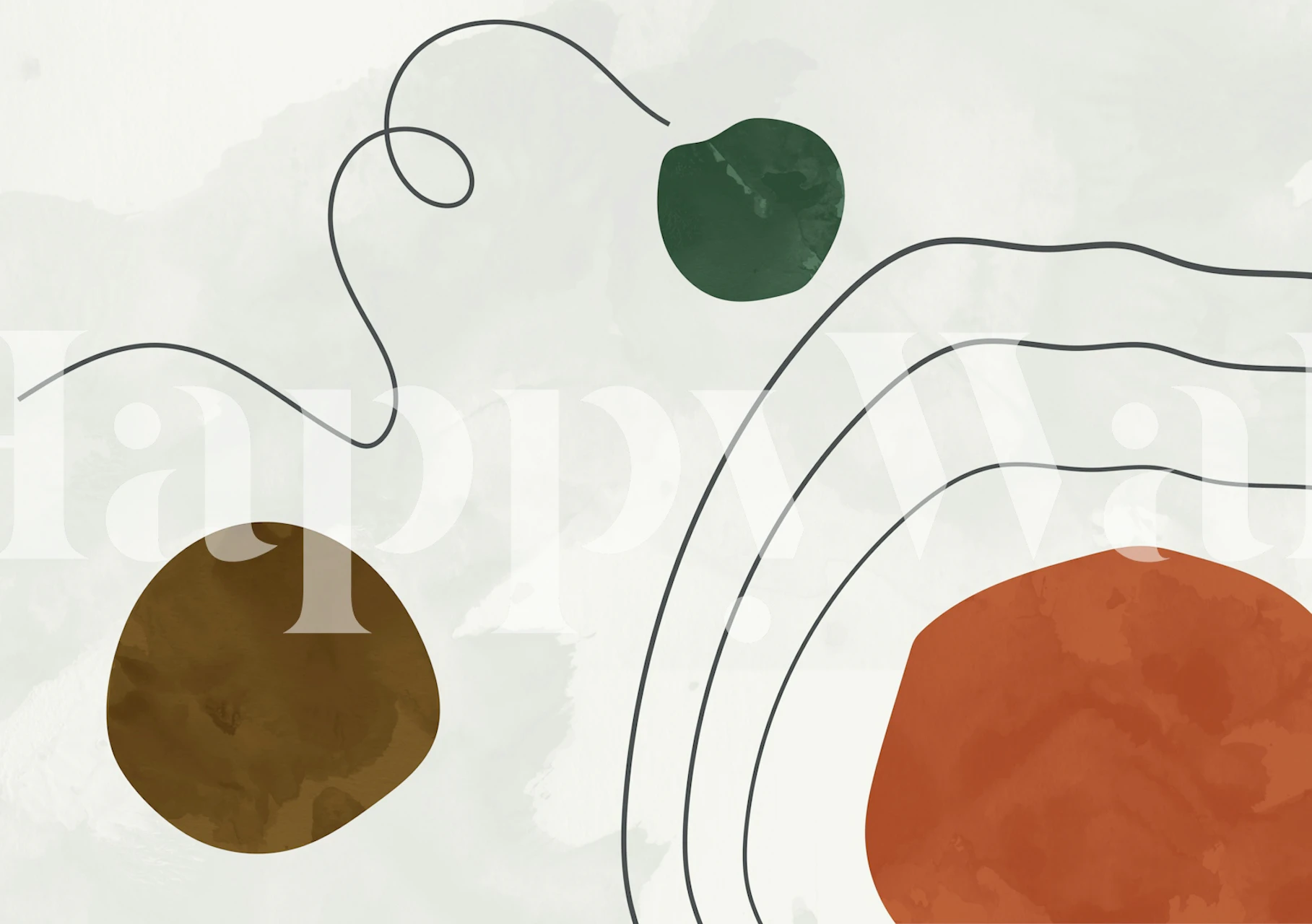 Abstract shapes in earthy tones with black lines wallpaper