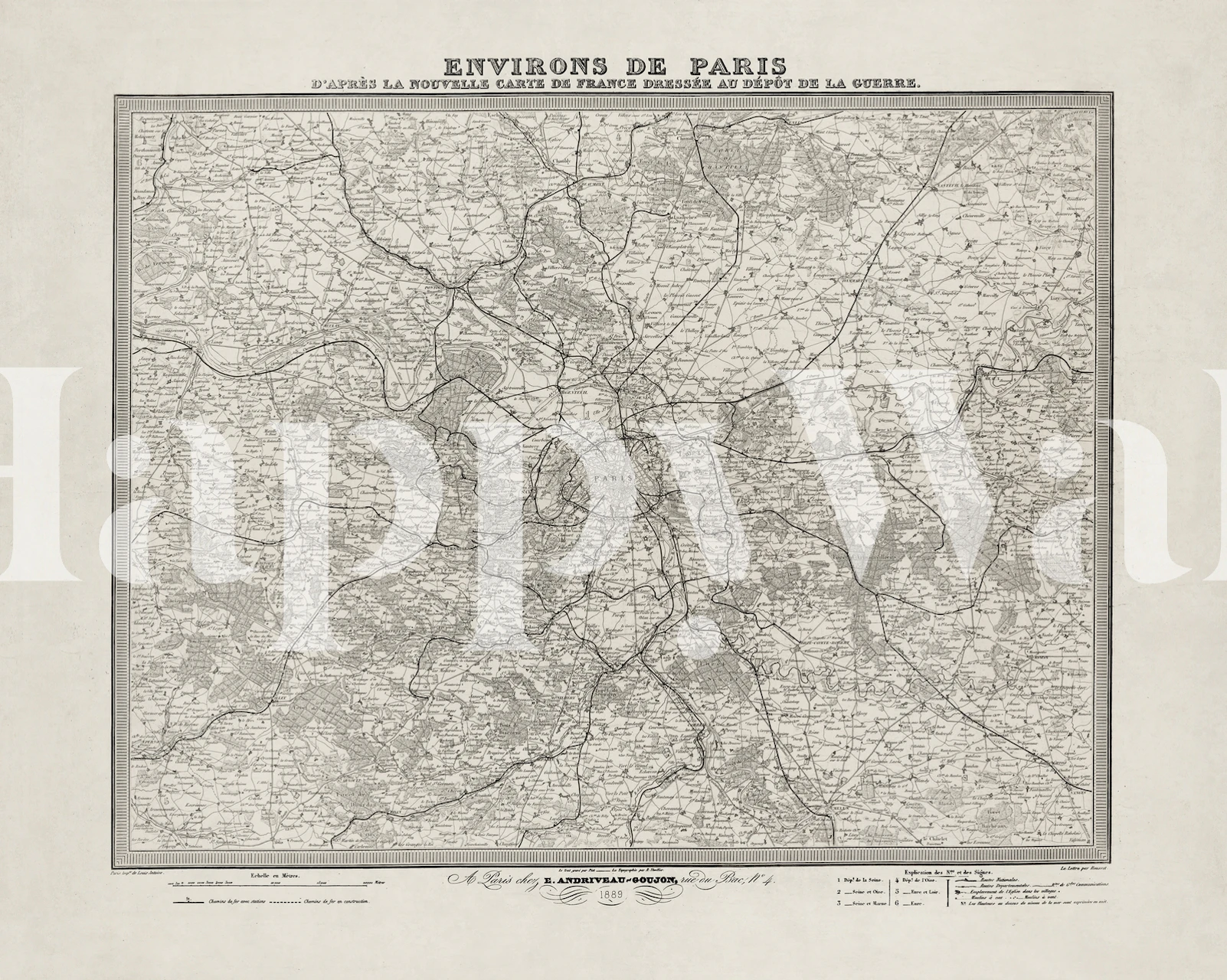 Vintage Paris street map wallpaper design
