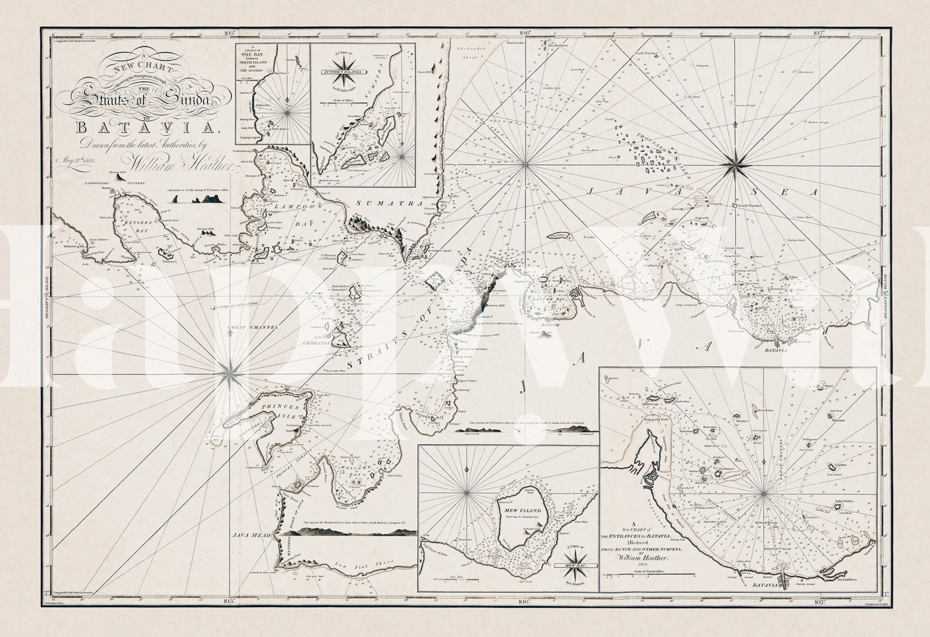 Fototapeta s mapou Indonésie ve vintage stylu se sépiovými tóny a detaily historické kartografie.