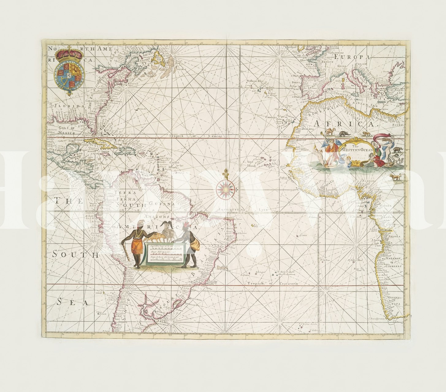 Vintage map wallpaper in a room setting