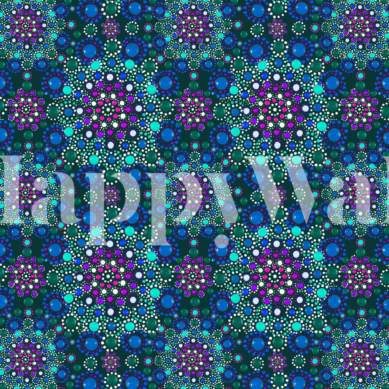Blue and purple geometric pattern wallpaper with circle designs