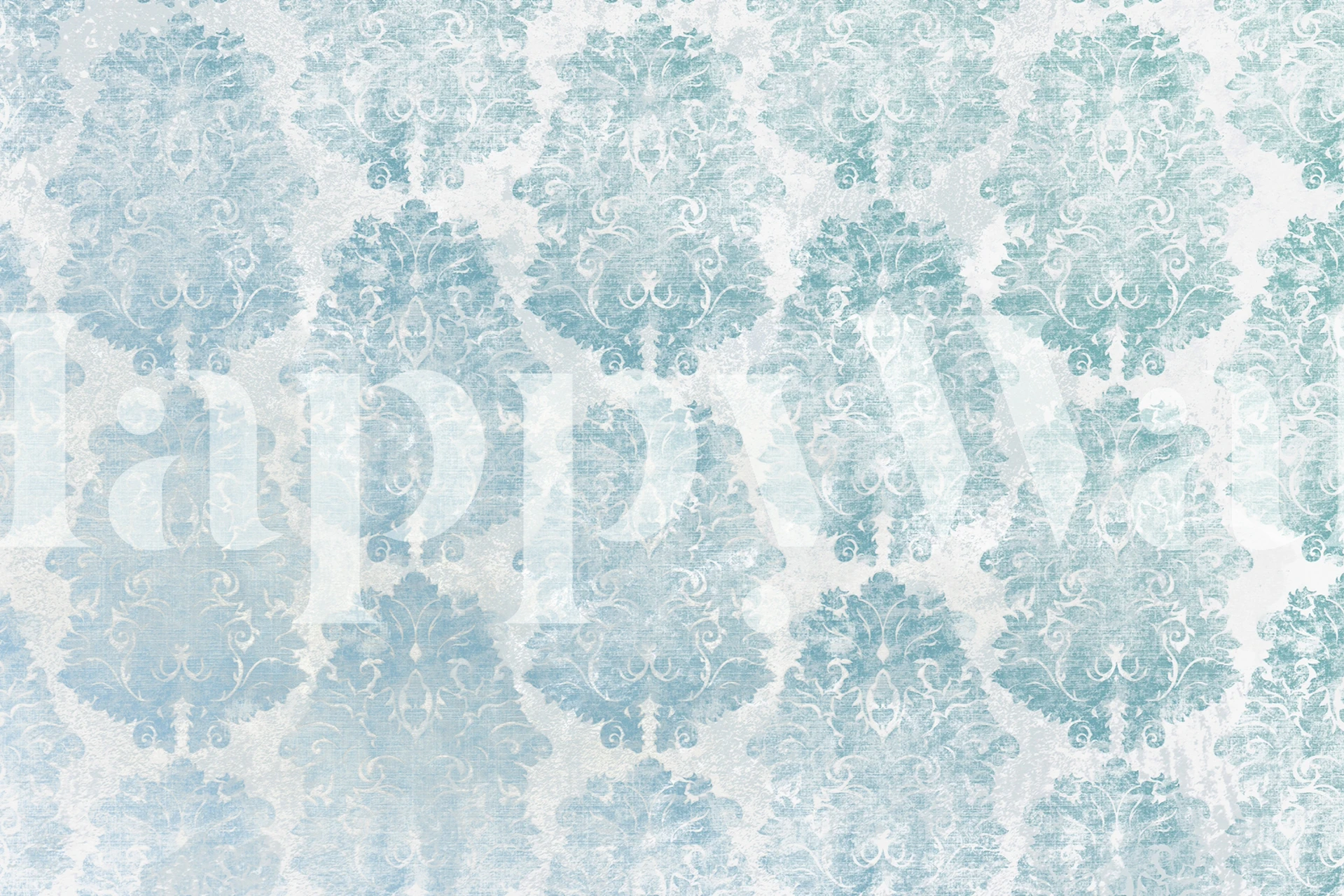 Aqua Blue ja Grey antiikkikuvio seinämaalaukseen