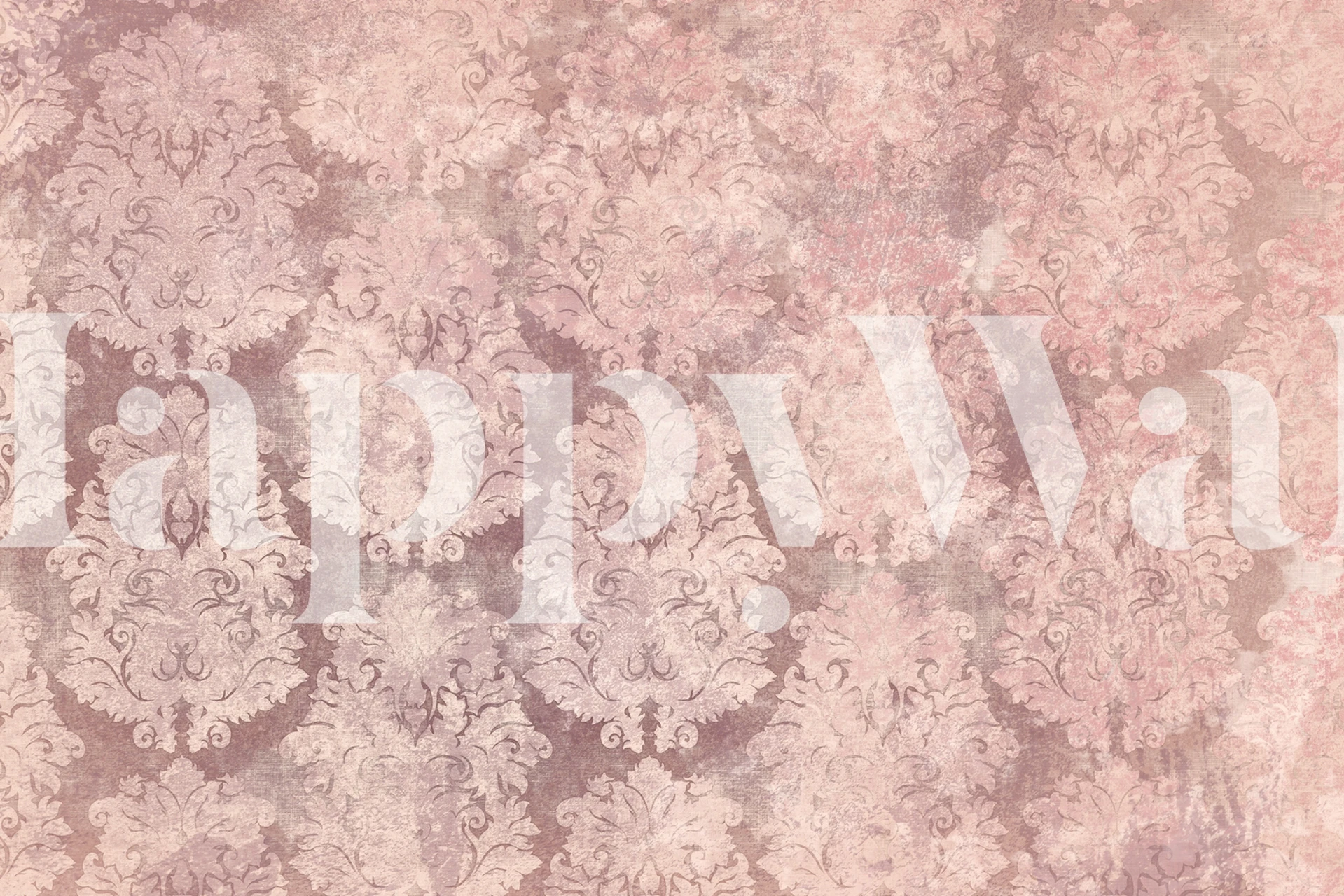 Sierlijk roze damastpatroonbehang dat een vintage charme aan het interieur toevoegt