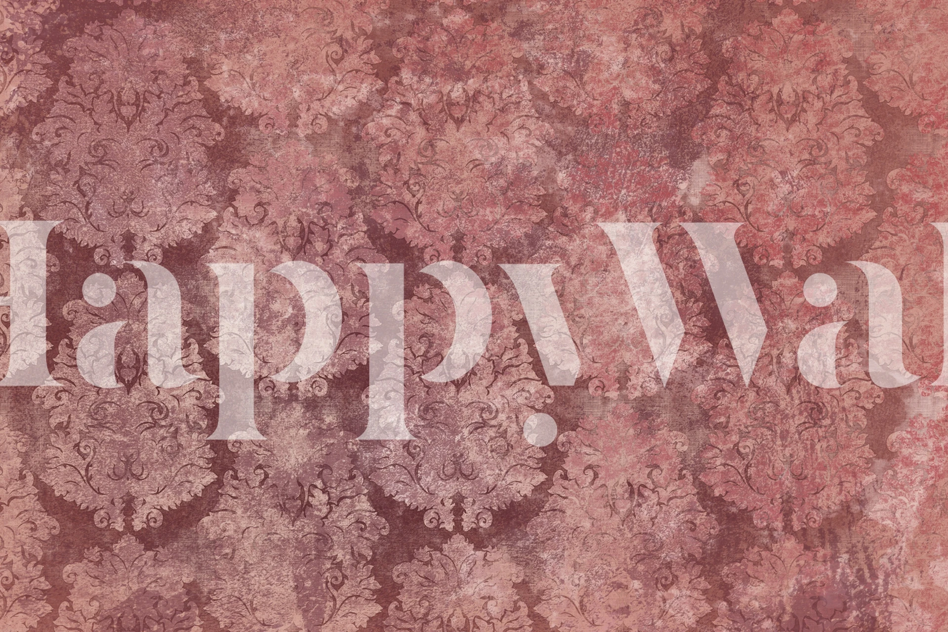 Antiikkinen Damaskin burgundinpunainen seinämaalaus monimutkaisilla kuvioilla