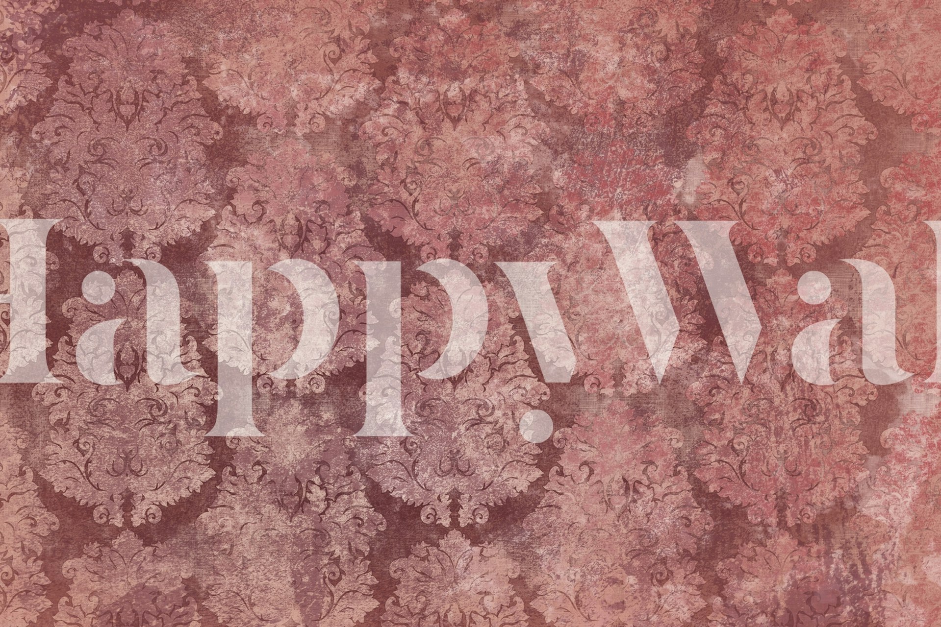 Antique Damask Burgundy Red wall mural with intricate patterns