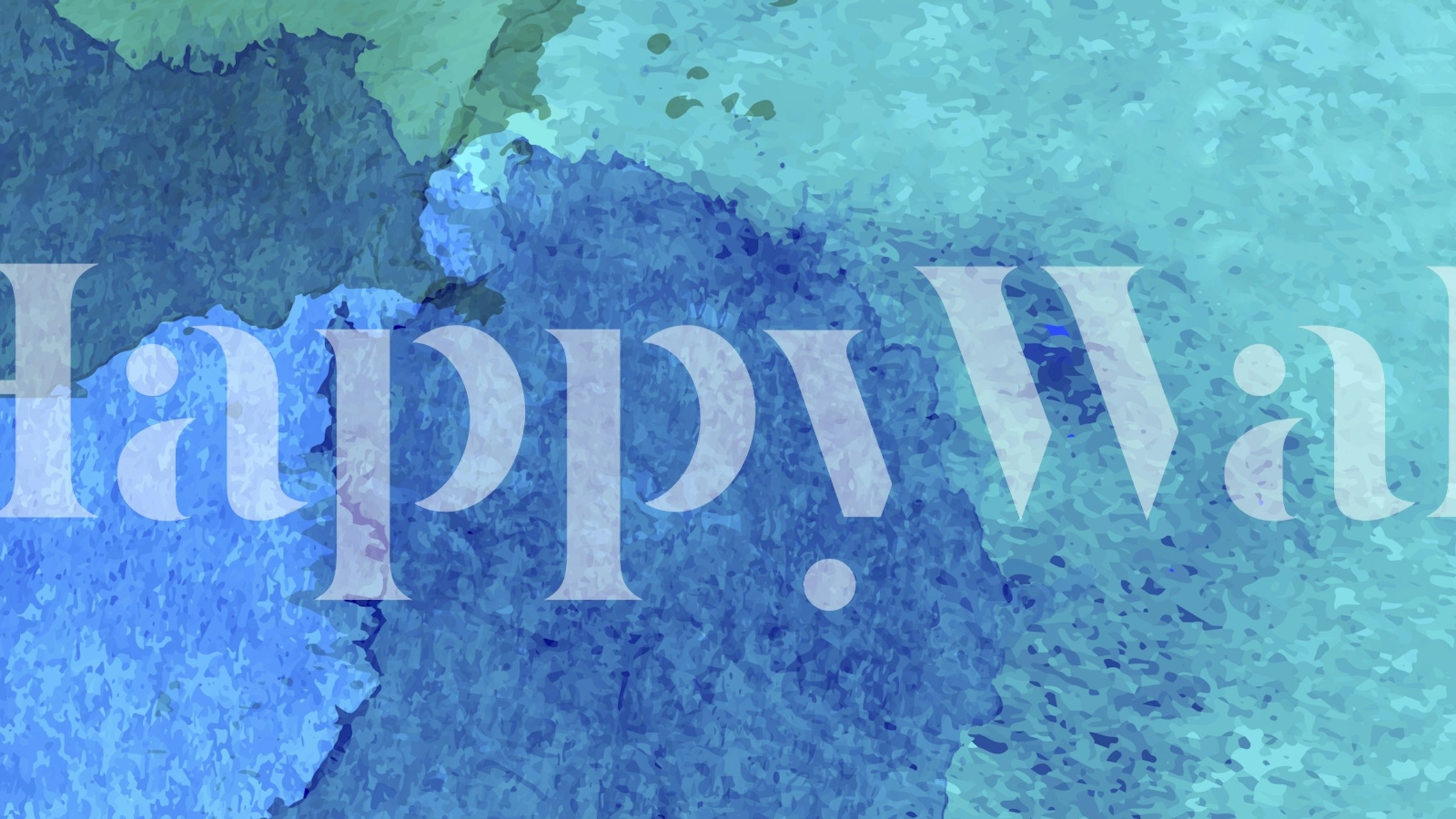 Watercolor ocean landscape in shades of blue and green wallpaper