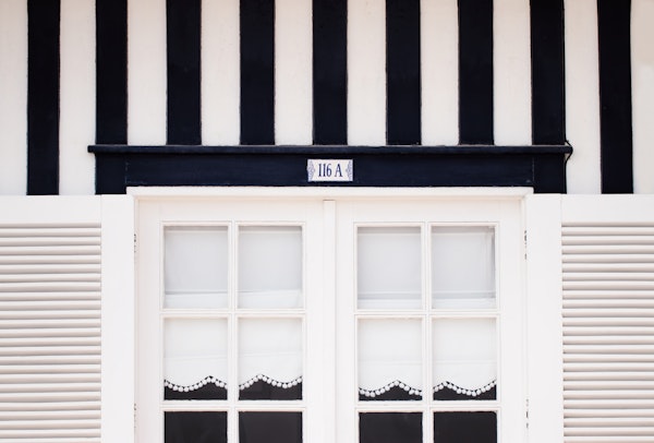 Blue white stripes window