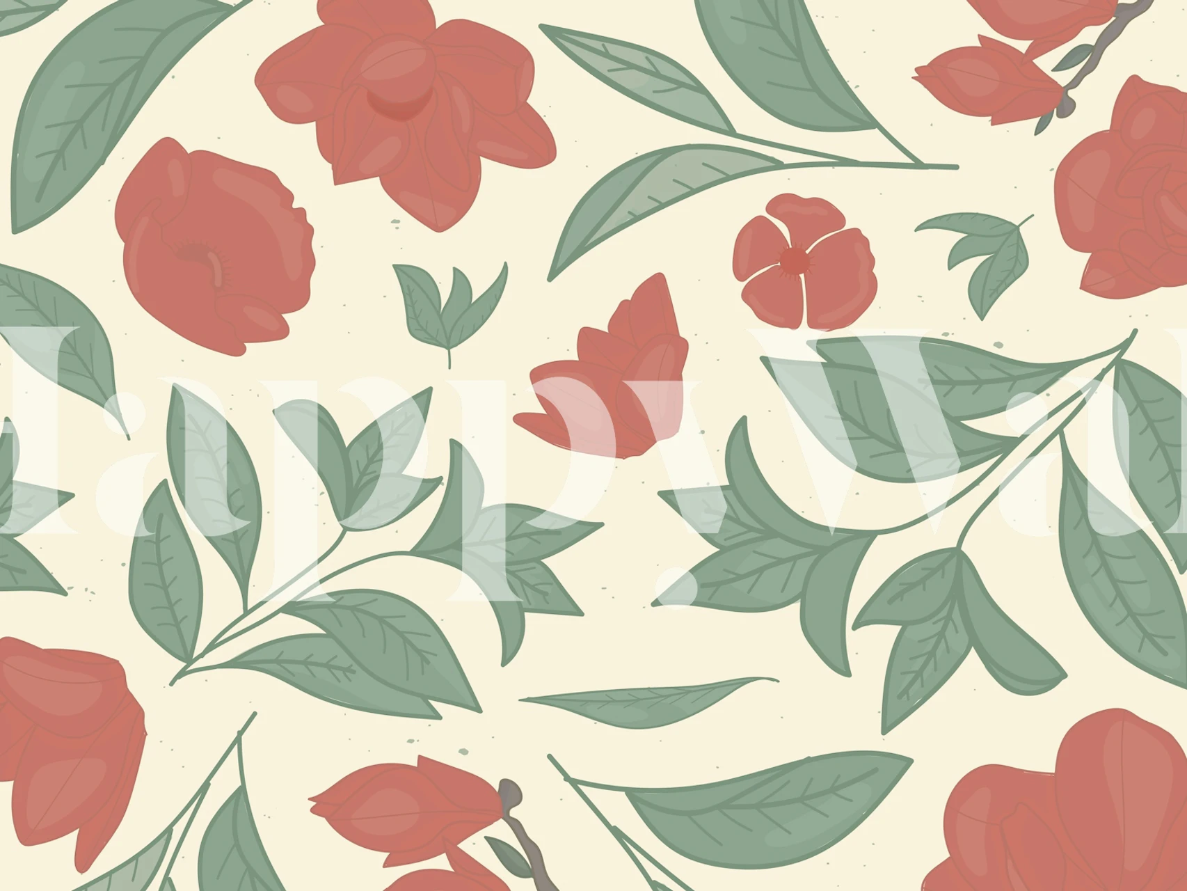 Mediterranean Floral wallpaper design in a room