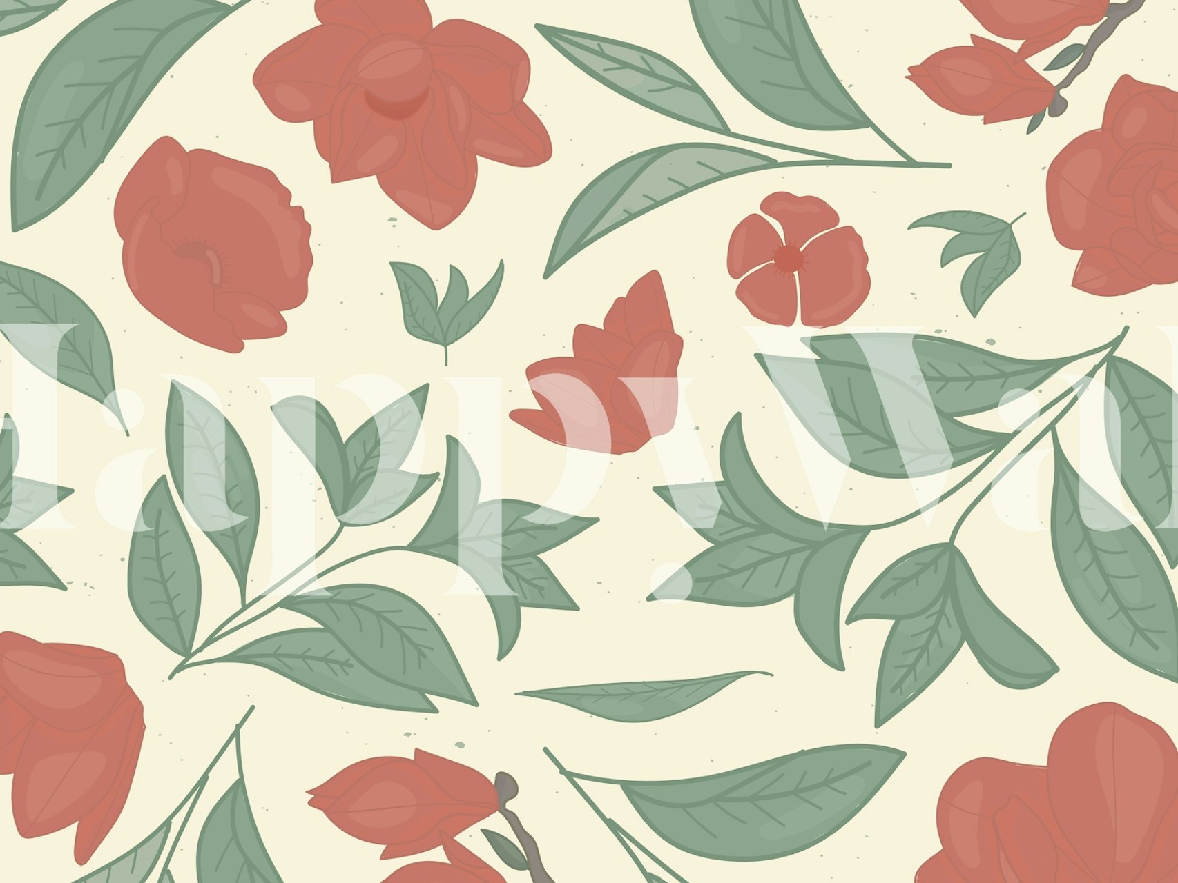 Mediterranean Floral wallpaper design in a room