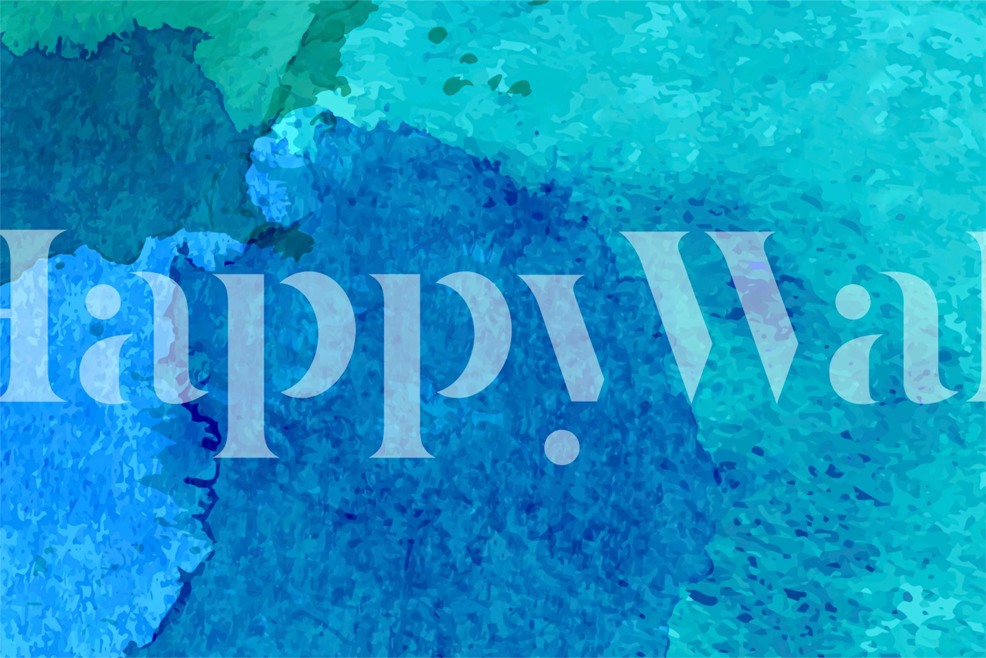 Watercolor Turquoise Indigo tapetti esitelty huoneessa