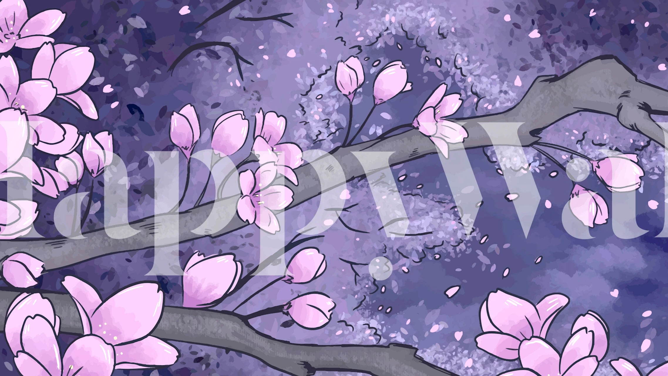 Japanese Spring Landscape Tapete in einem Raum