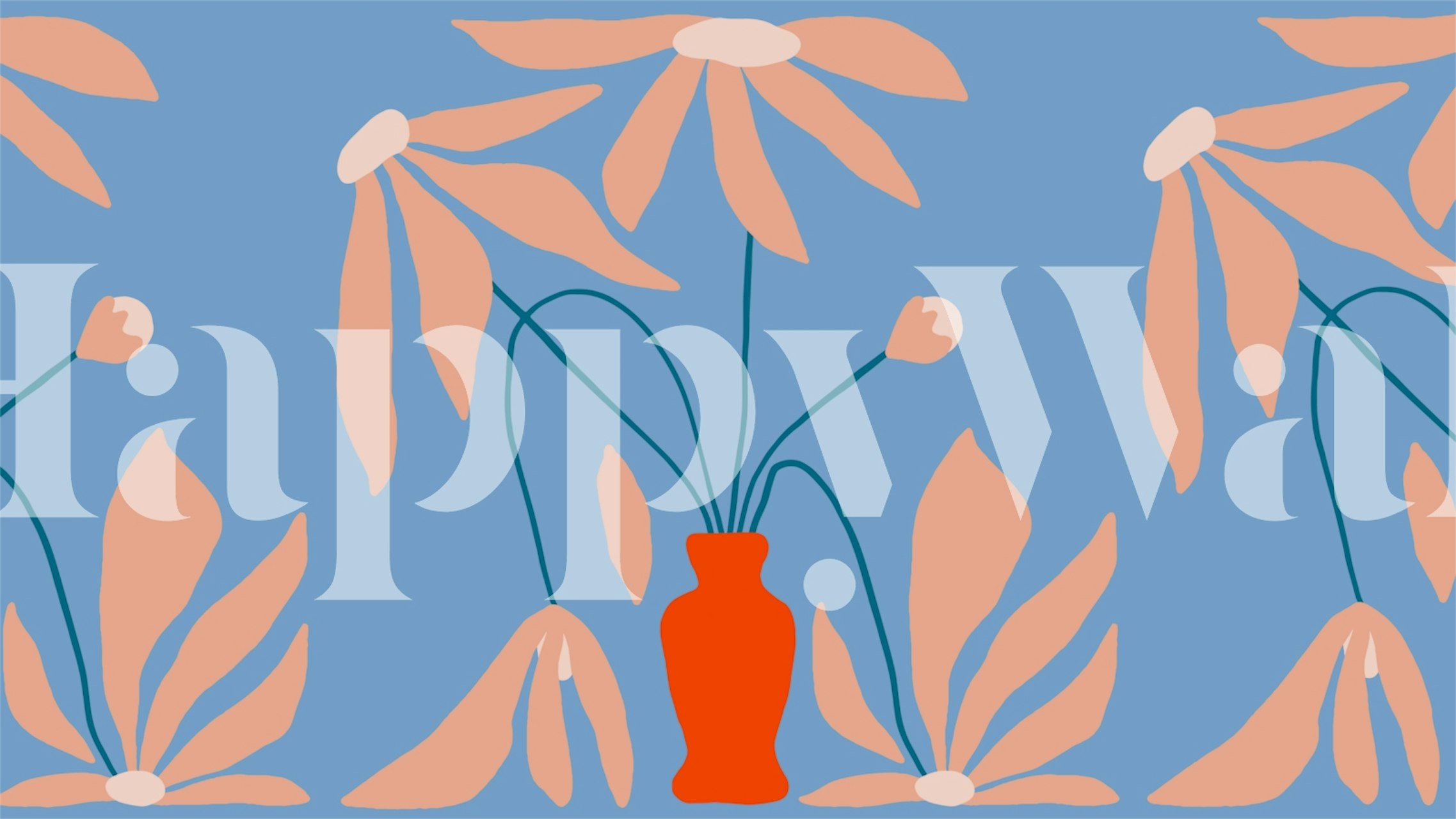 Mid Century Blooms tapeta kwiatowa w pokoju