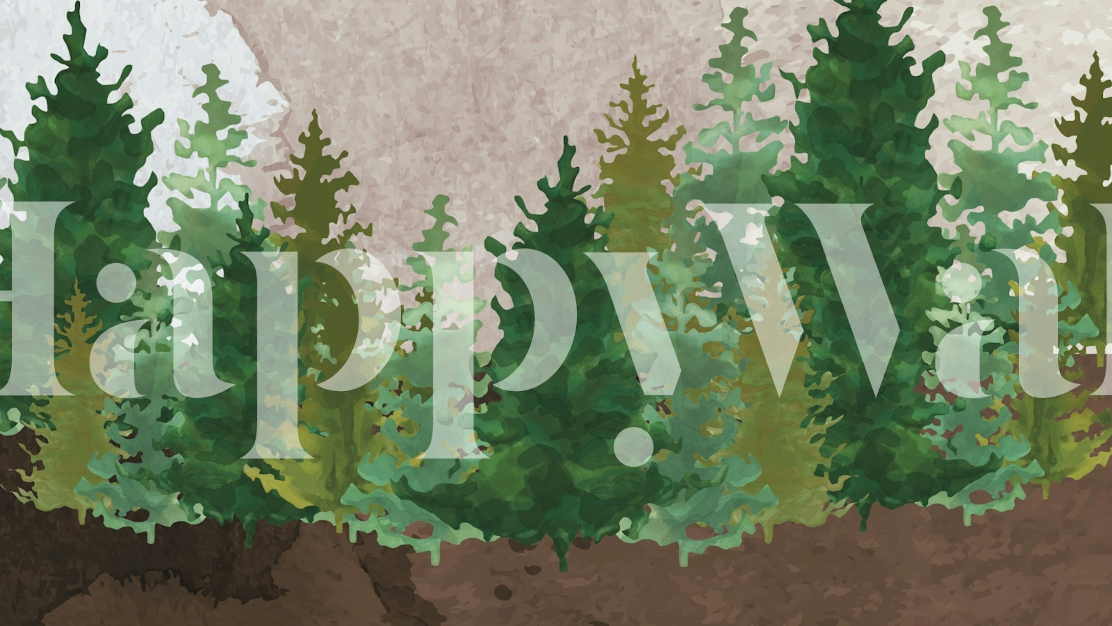 Green forest trees in different shades wallpaper