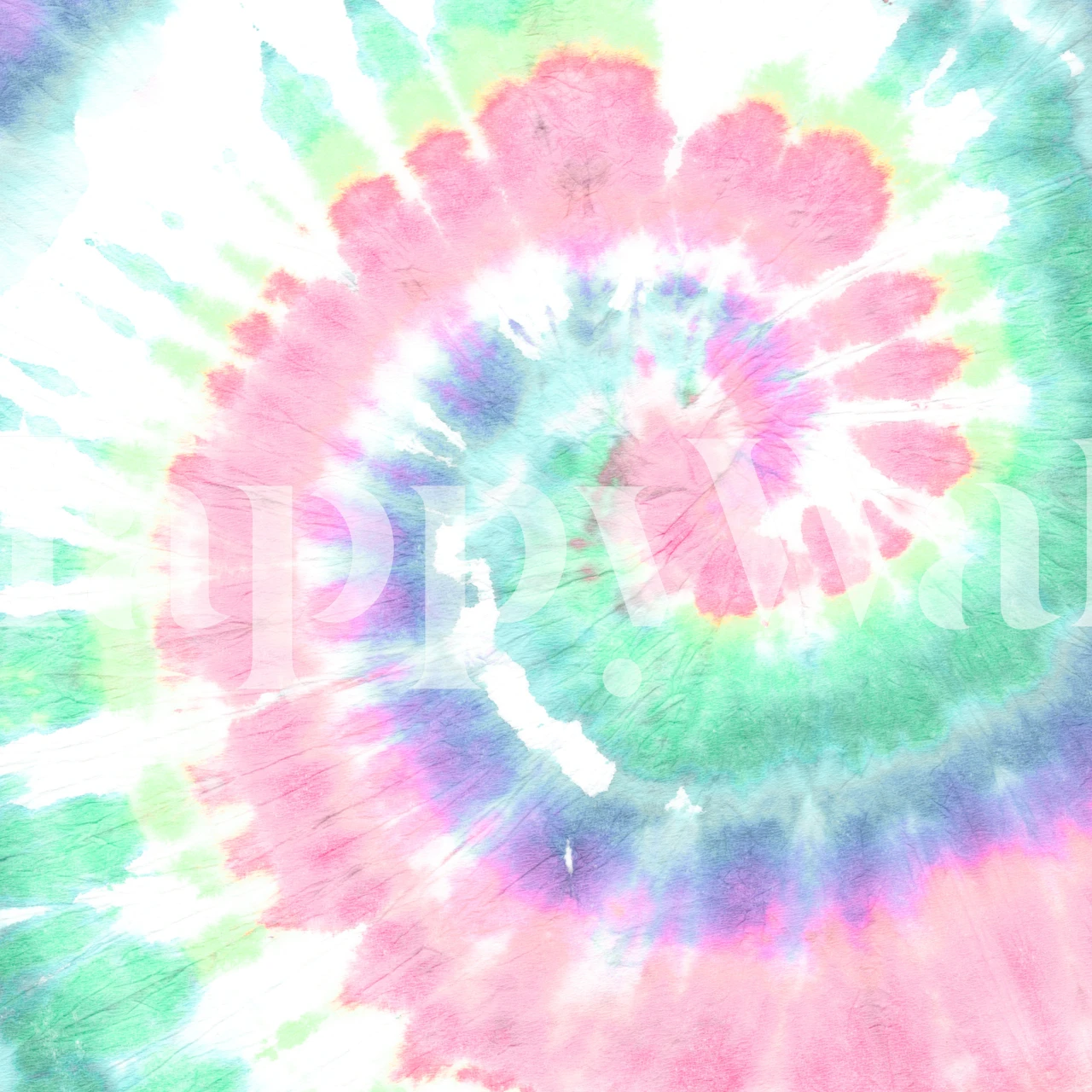 Energetico murale rosa Tie Dye con turbinii di rosa, verde e blu