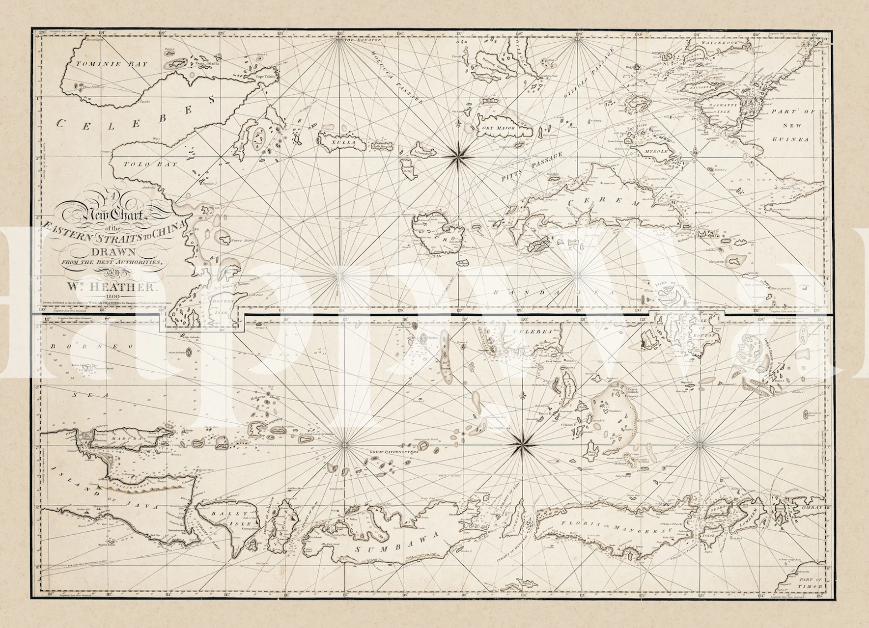 Vintage map of Indonesia from 1800