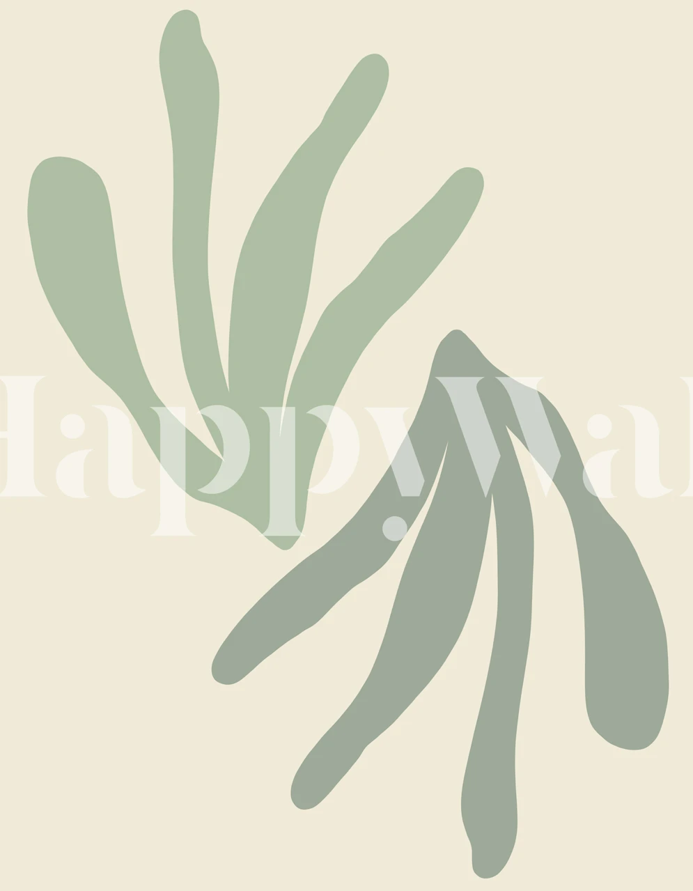 Stylizowana fototapeta z abstrakcyjnymi liśćmi botanicznymi w kojących kolorach