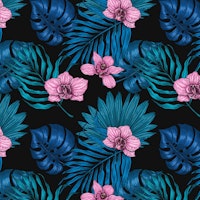 Orchids and palm leaves tapete