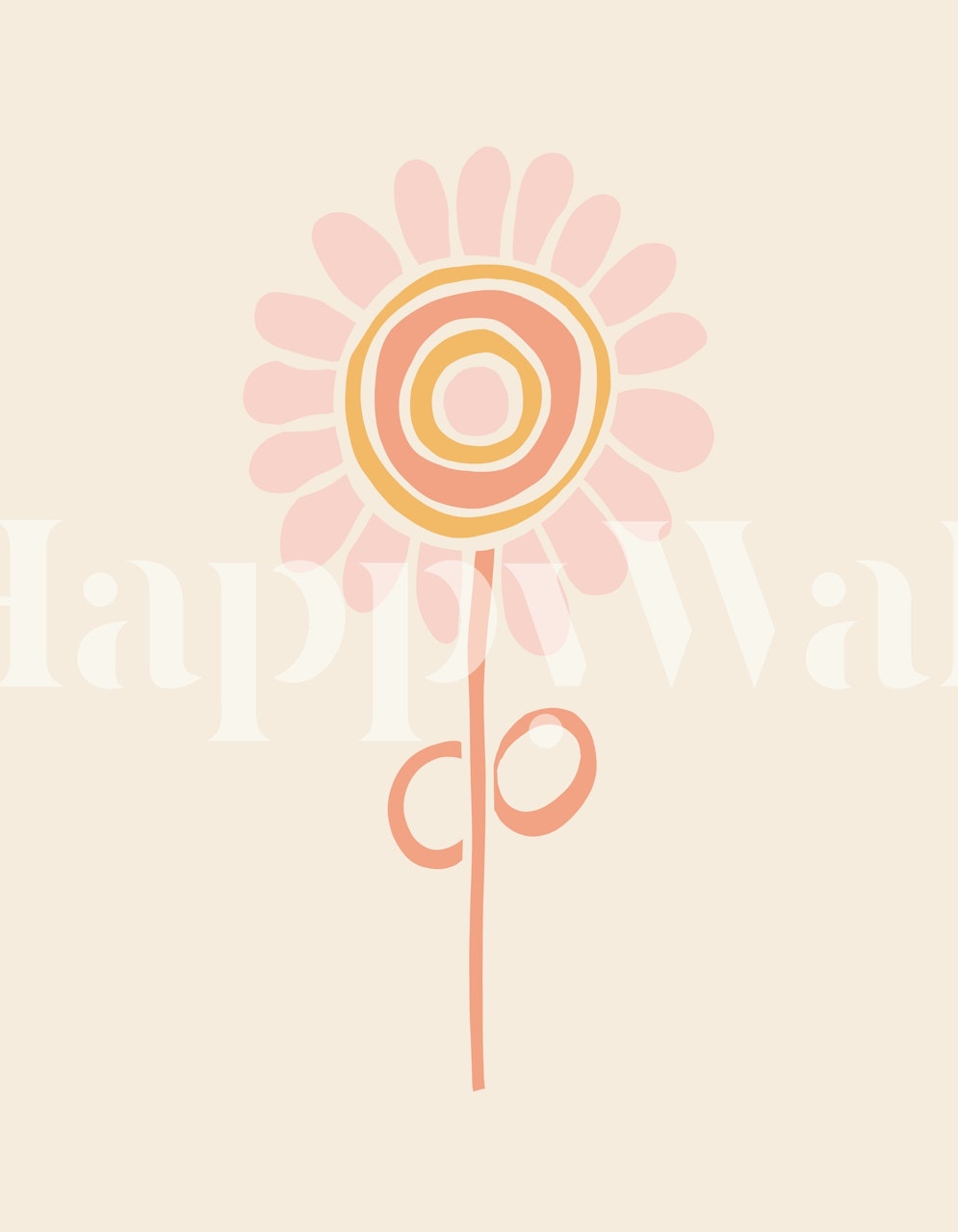 Pink sunflower design with circular patterns on light background wallpaper