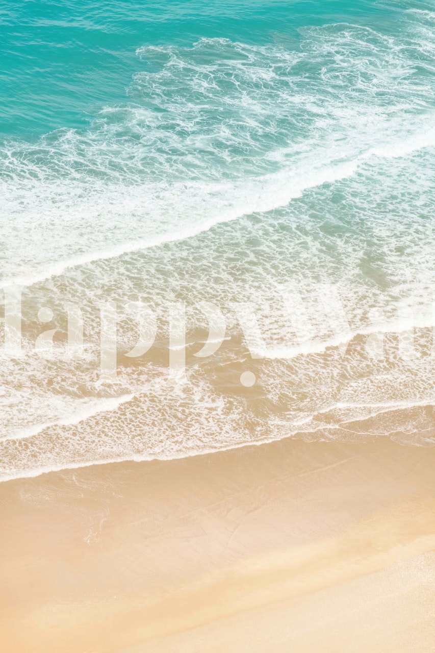 Ocean wave patterns in blue and beige coastal wallpaper