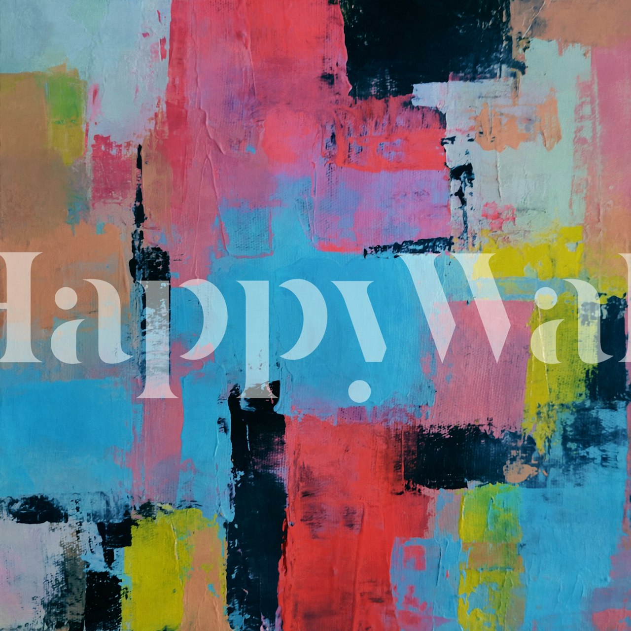 Colorful abstract geometric shapes blue, pink, yellow, black wallpaper