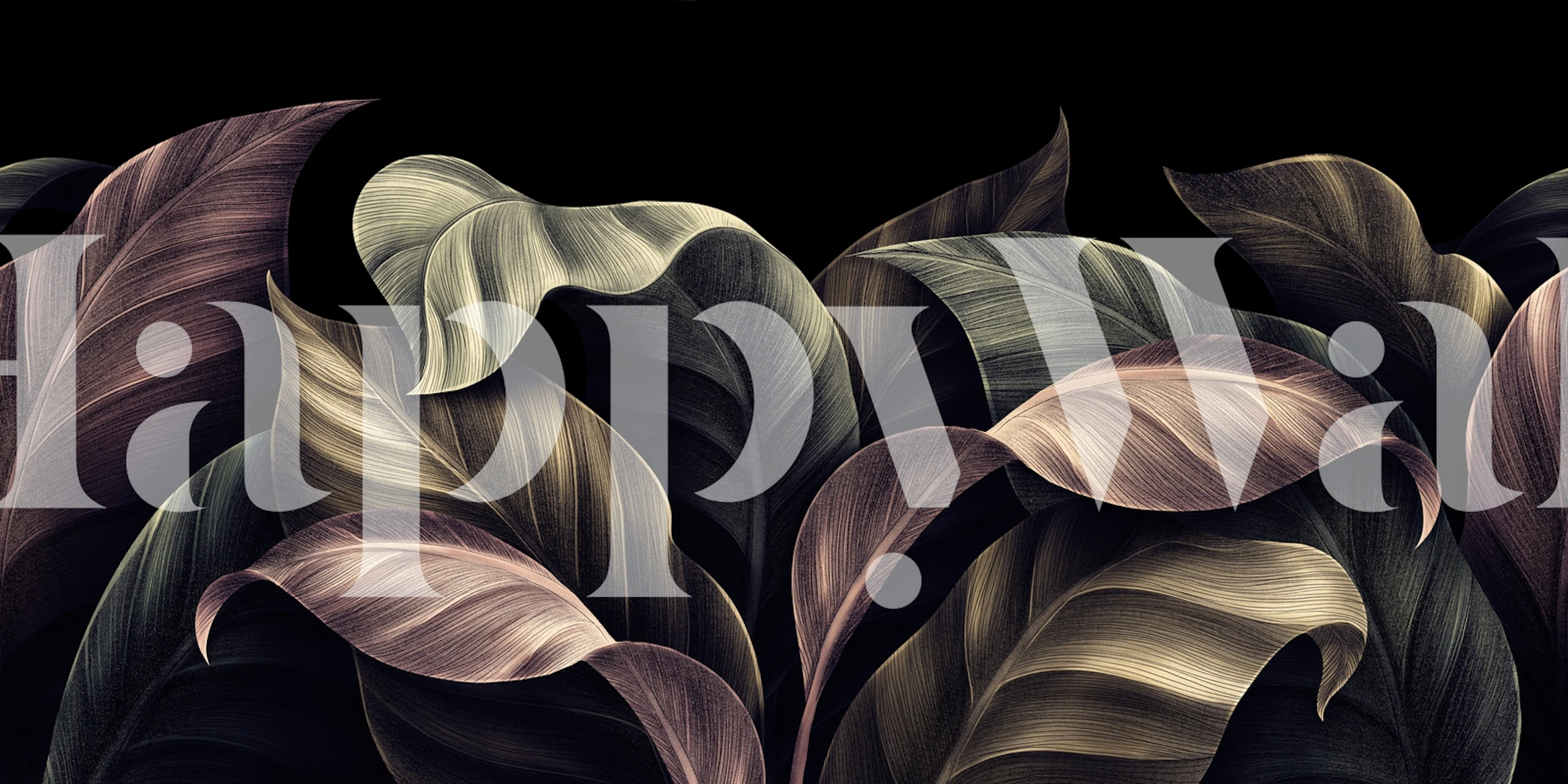 Elegantna zidna slika s tamnim tropskim lišćem za luksuzni interijer