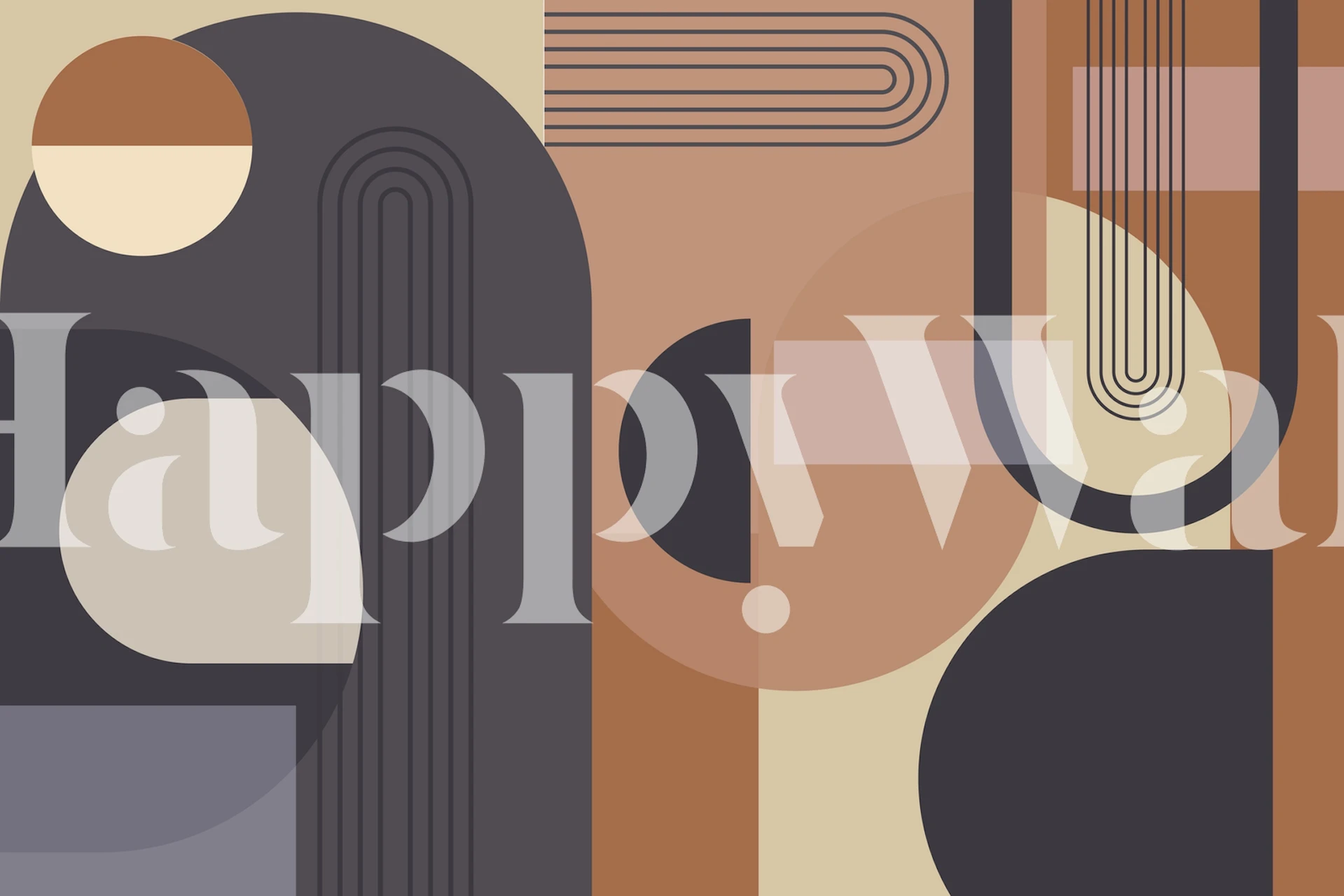 Abstract Arches Burnt Orange wallpaper in a room