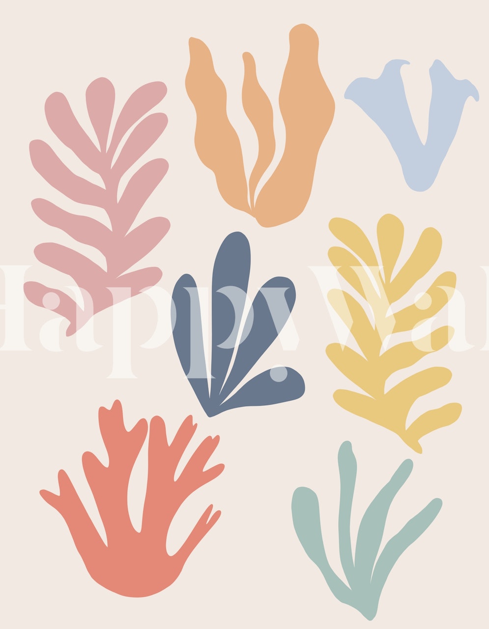 Colorful abstract seagrass patterns in pastel hues wallpaper