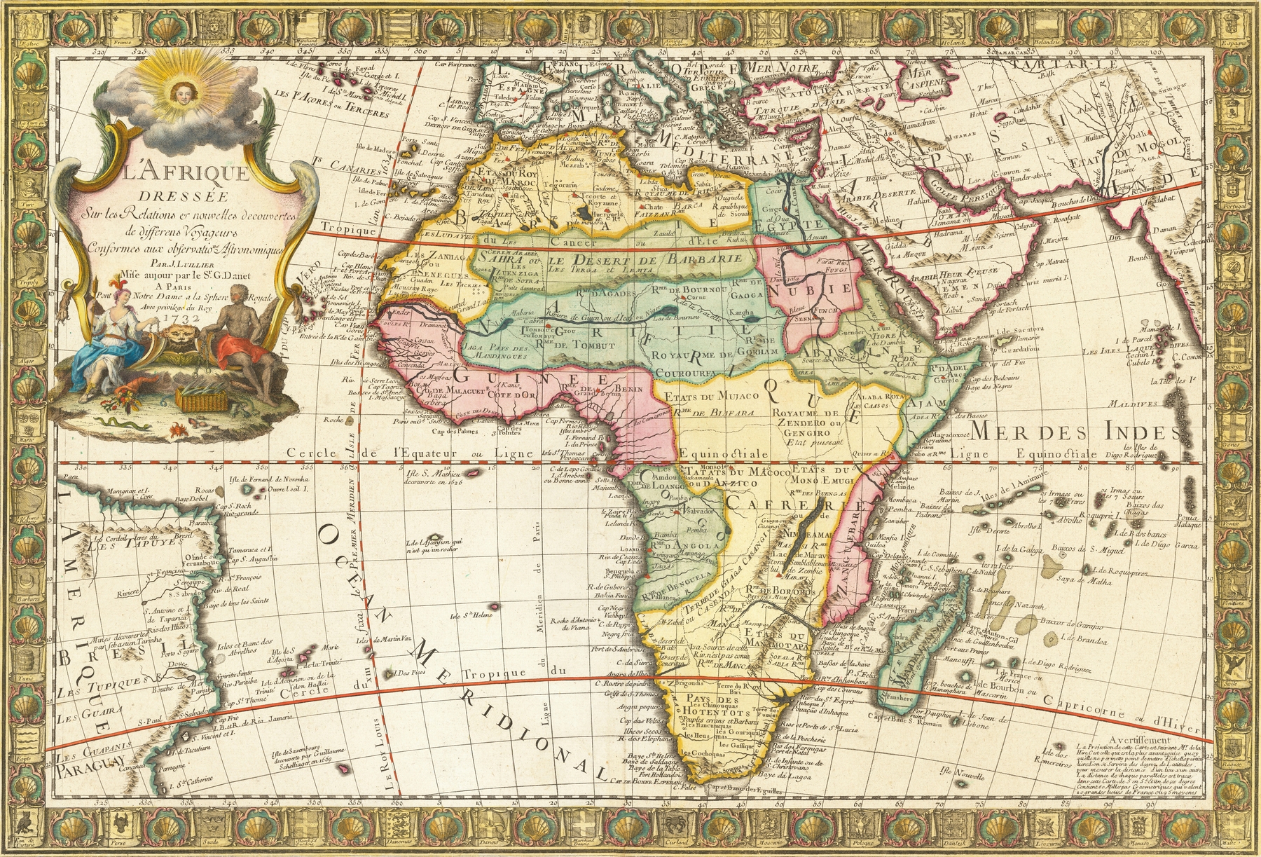 1732 Ancient Africa Map Display 