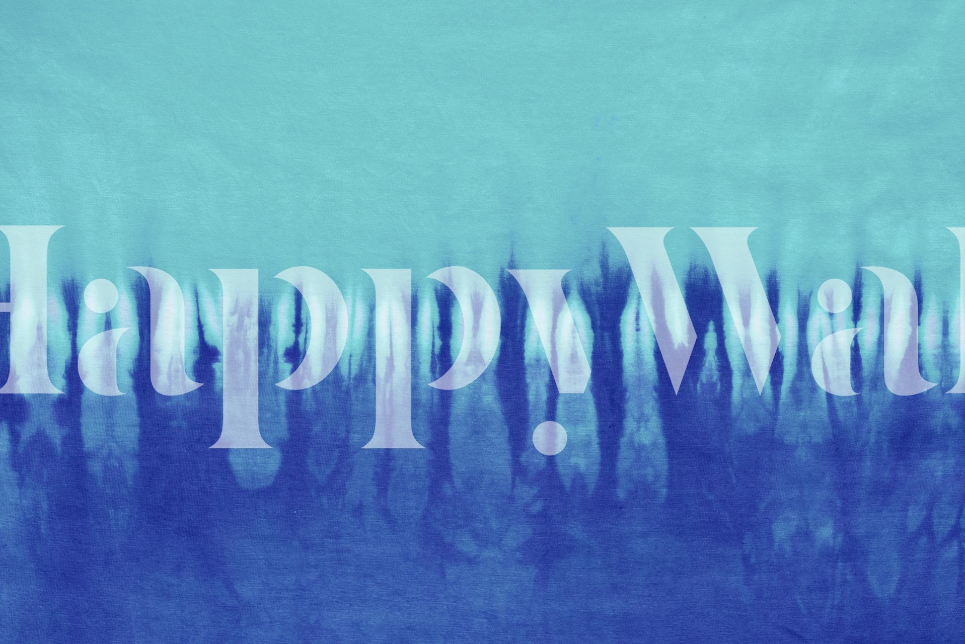 Blue tie dye wallpaper in a room