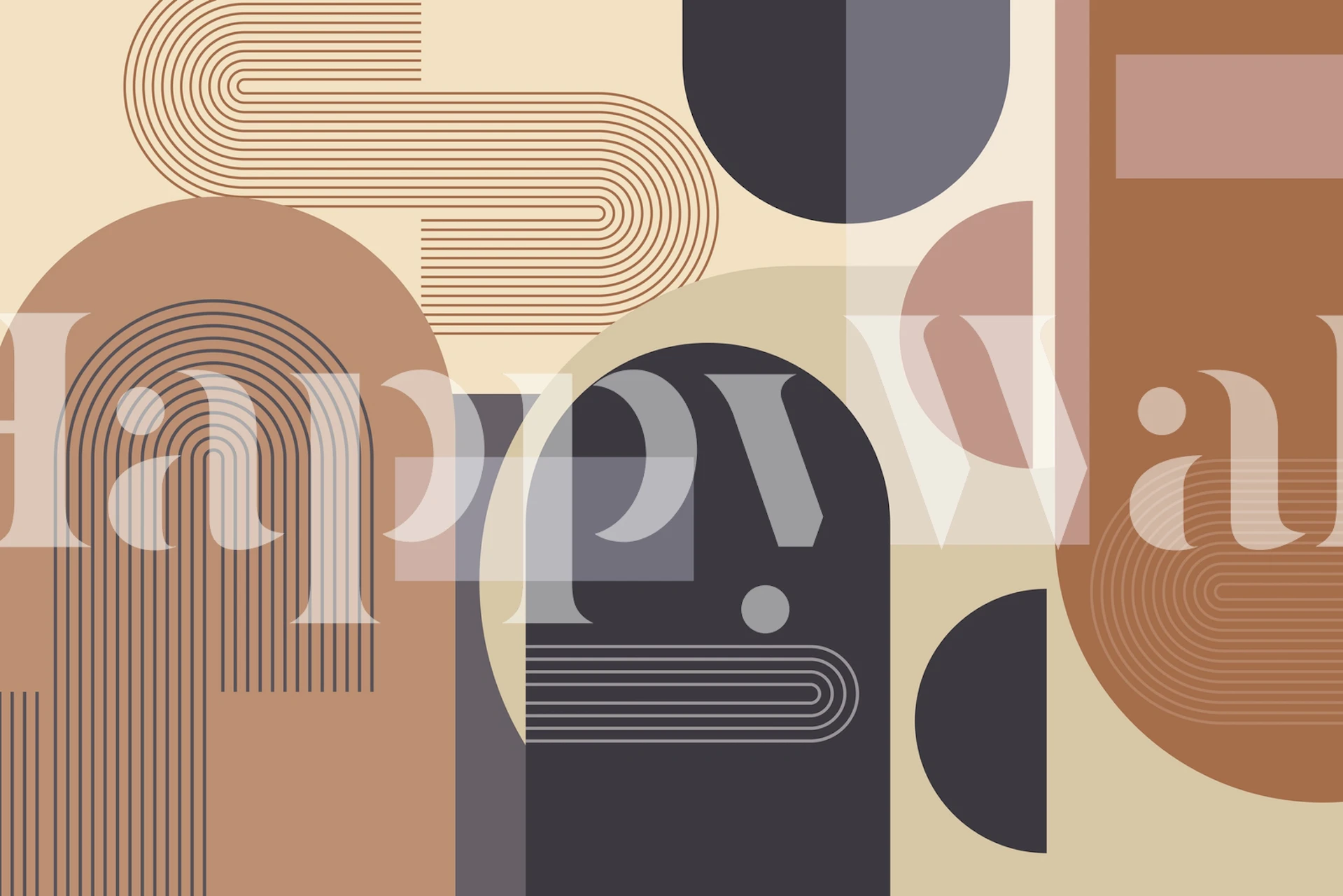 Geometric arches and lines in earth tones wallpaper