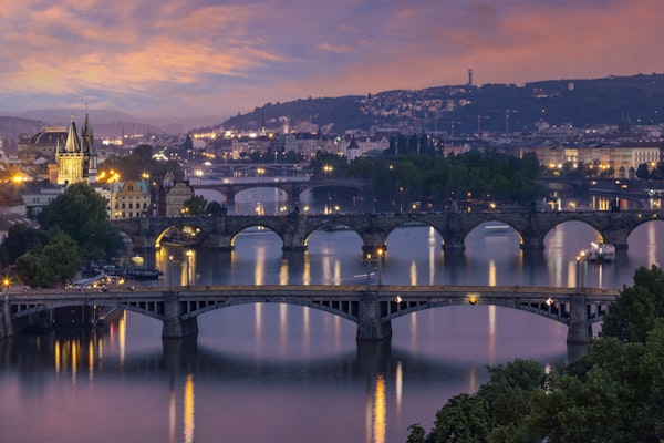 View over the Vltava bridges