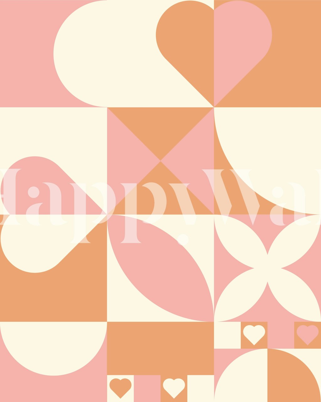 Hearts Geometric Abstract papel tapiz en una habitación