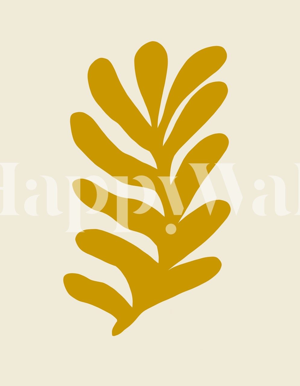 Abstract ochre leaf design on cream background wallpaper