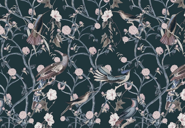 Chinoiserie Bird Green Garden