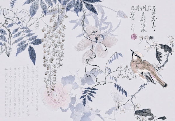 Bird Wisteria Chinoiserie