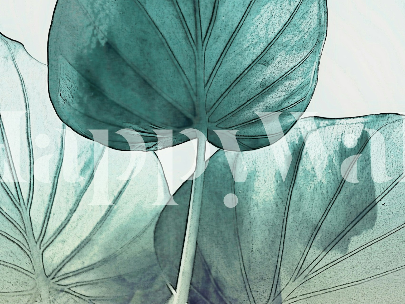 Teal leaves wallpaper in a modern setting