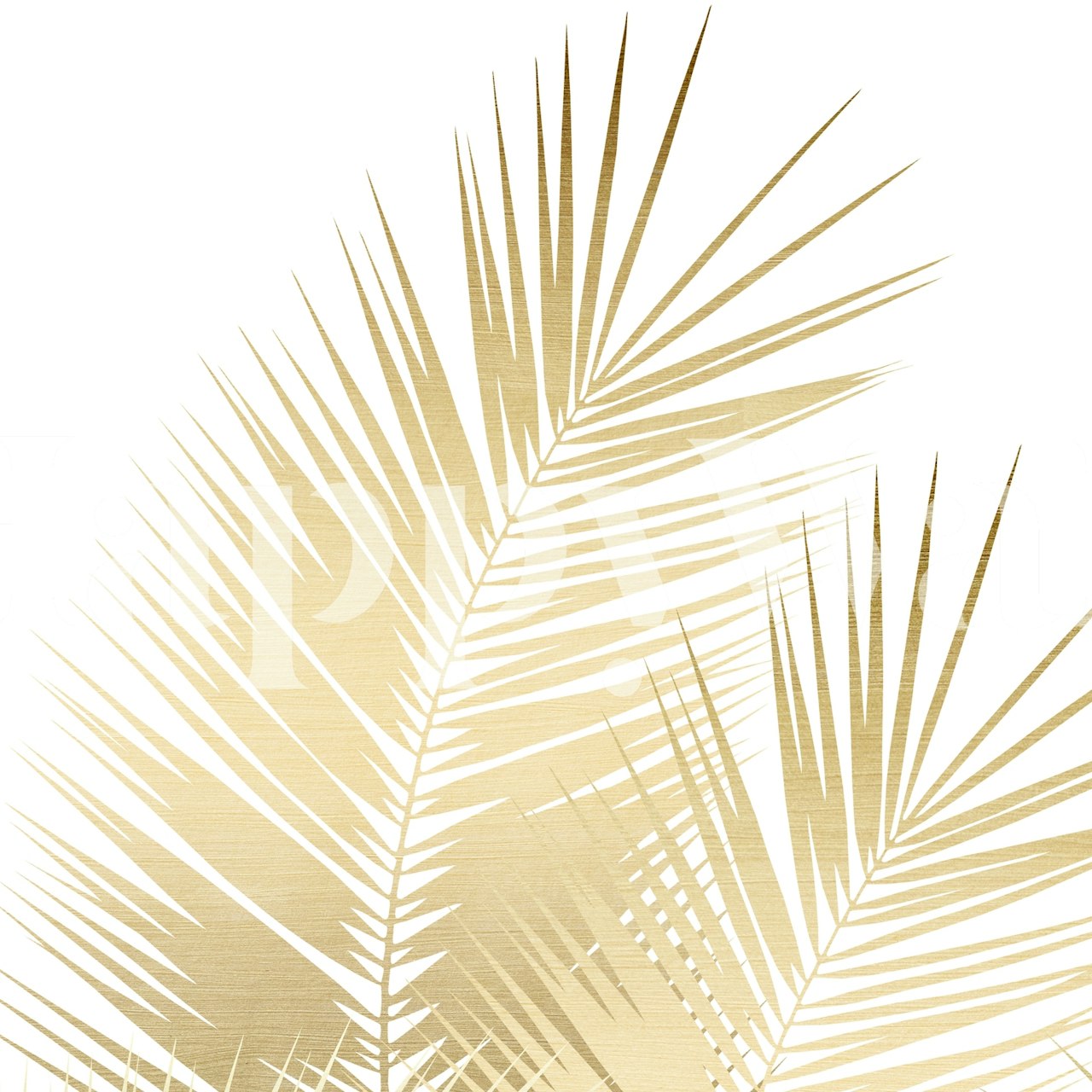 Elegant Gold Palm Leaves Wall Mural