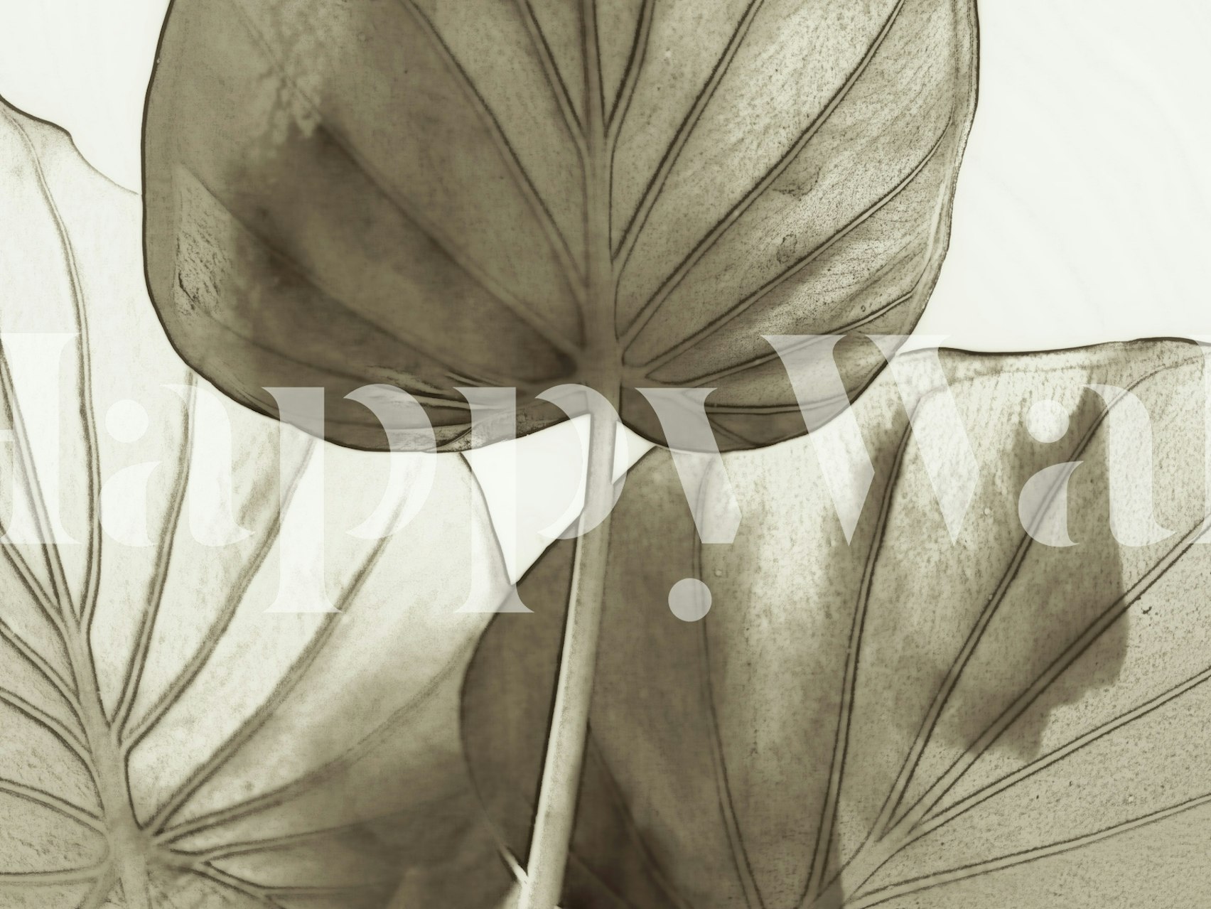 Monochrome gold and bronze leaves wallpaper