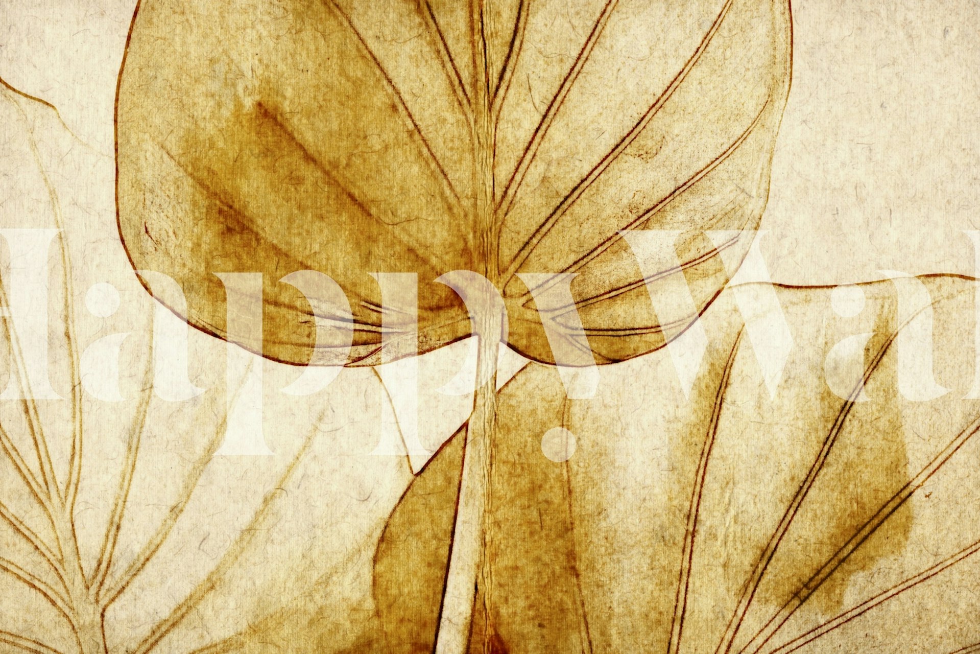 Large leafy plants in soft beige tones wallpaper