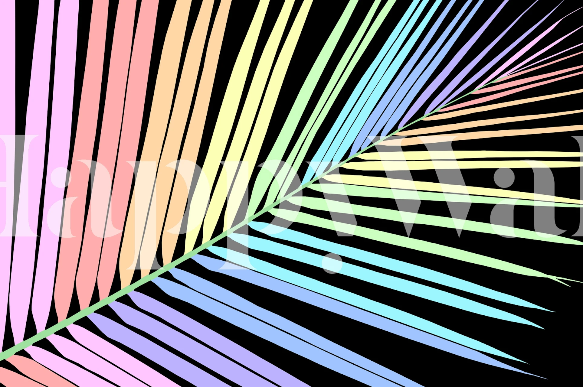 Rainbow Palm Leaf wallpaper in a room